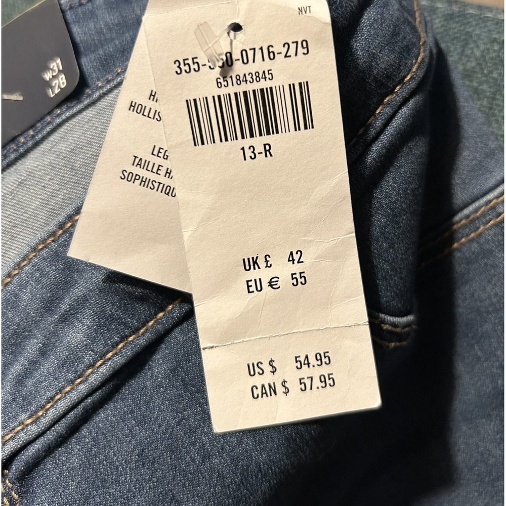HOLLISTER High Rise Jean Legging sz 13R / W31 x L28 Dark Blue Distressed NWT - Picture 12 of 12